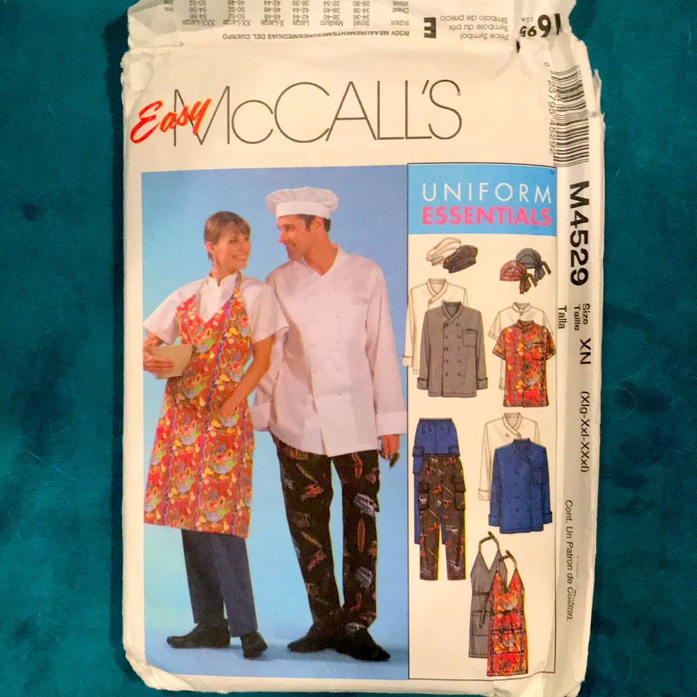 Easy McCall Chef uniform pattern size xlg-xxxl new/uncut